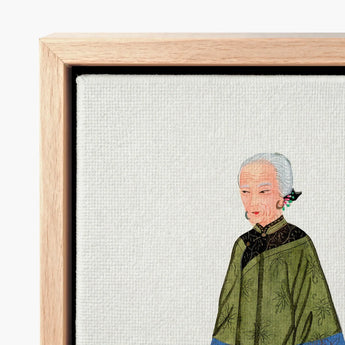 Framed Canvas Print Delicate Illustration Elderly Woman Silver Qing Dynasty Manchu, Fashion, Art