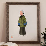 Grand Dame - Qing Dynasty Art Print, Framed Artwork Elderly Woman Traditional Chinese Attire