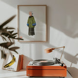 Grand Dame - Qing Dynasty Art Print, Orange Record Player Vinyl Turntable