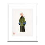 Grand Dame - Qing Dynasty Art Print, Simple Illustration Figure Traditional Japanese Clothing Green Hakama