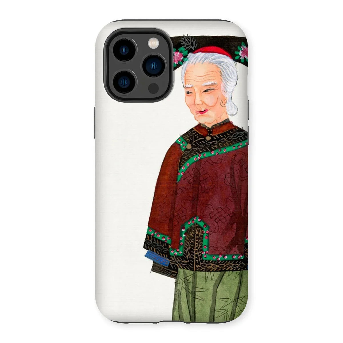 Grand Dame - Qing Dynasty Iphone Case, 14 Pro Max / Matte, Phone Case Illustration Elderly Asian Woman Traditional Clothing