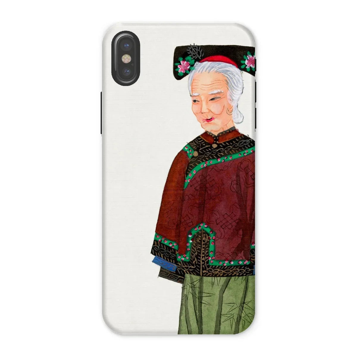 Grand Dame - Qing Dynasty Iphone Case, x / Matte, Phone Case Illustration Elderly Asian Woman Traditional Clothing