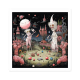 Grand Day out - Creepy Lowbrow Surreal Art Print, Surreal Painting Skeletal Figures Fantastical Whimsical Landscape