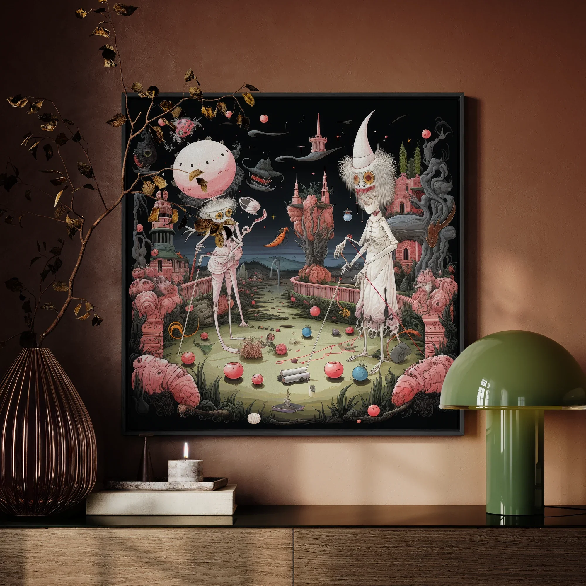 Grand Day out - Creepy Lowbrow Surreal Framed Canvas