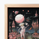 Whimsical Fantasy Artwork Light Wood Frame Skeletal Figure Creepy Lowbrow Surreal, Art, Print