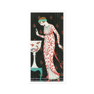Grande Robe Du Soir George Barbier 1920s Art Print, Art Deco Illustration Woman Red White Patterned Dress