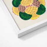 Framed Artwork Vibrant Stylized Floral Design Yellow Green Taguchi Tomoki, Tsubaki Woodblock Print, Graphic Bloom