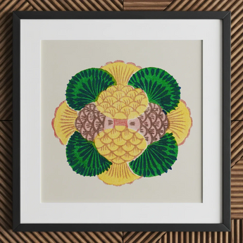 Graphic Bloom - Taguchi Tomoki Floral Art Print / Canvas Vibrant Stylized Pineapple Artwork Green Leafy Petals Textured Taguchi Tomoki,