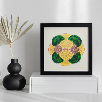 Graphic Bloom - Taguchi Tomoki Floral Art Print, Framed Artwork Symmetrical Floral Design Green Yellow Pink