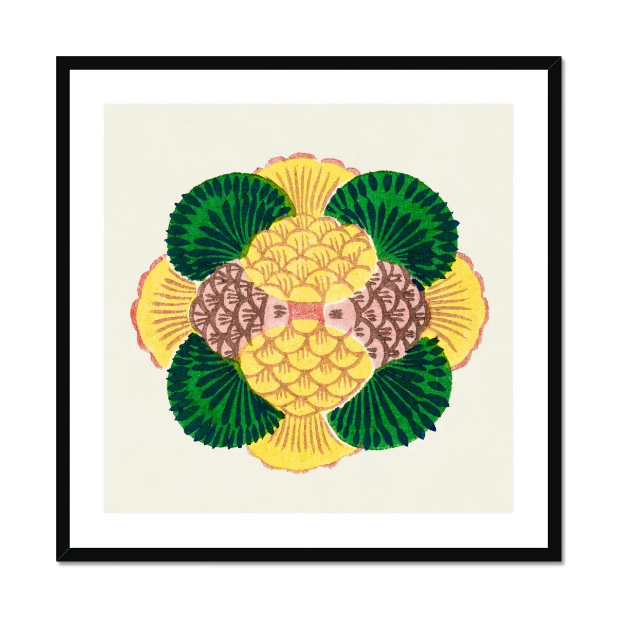 Graphic Bloom Taguchi Tomoki Floral Art Print, Symmetrical Decorative Pattern Yellow Pink Green Fan Like Shapes