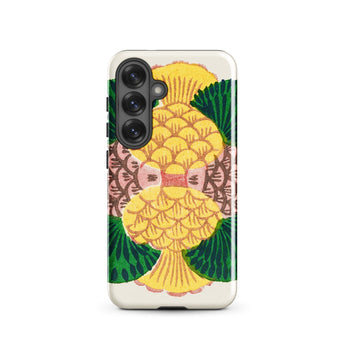 Graphic Bloom - Taguchi Tomoki Floral Phone Case Samsung Galaxy S25 / Gloss Vibrant Hand-painted Phone Case Stylized Yellow Fish Pink