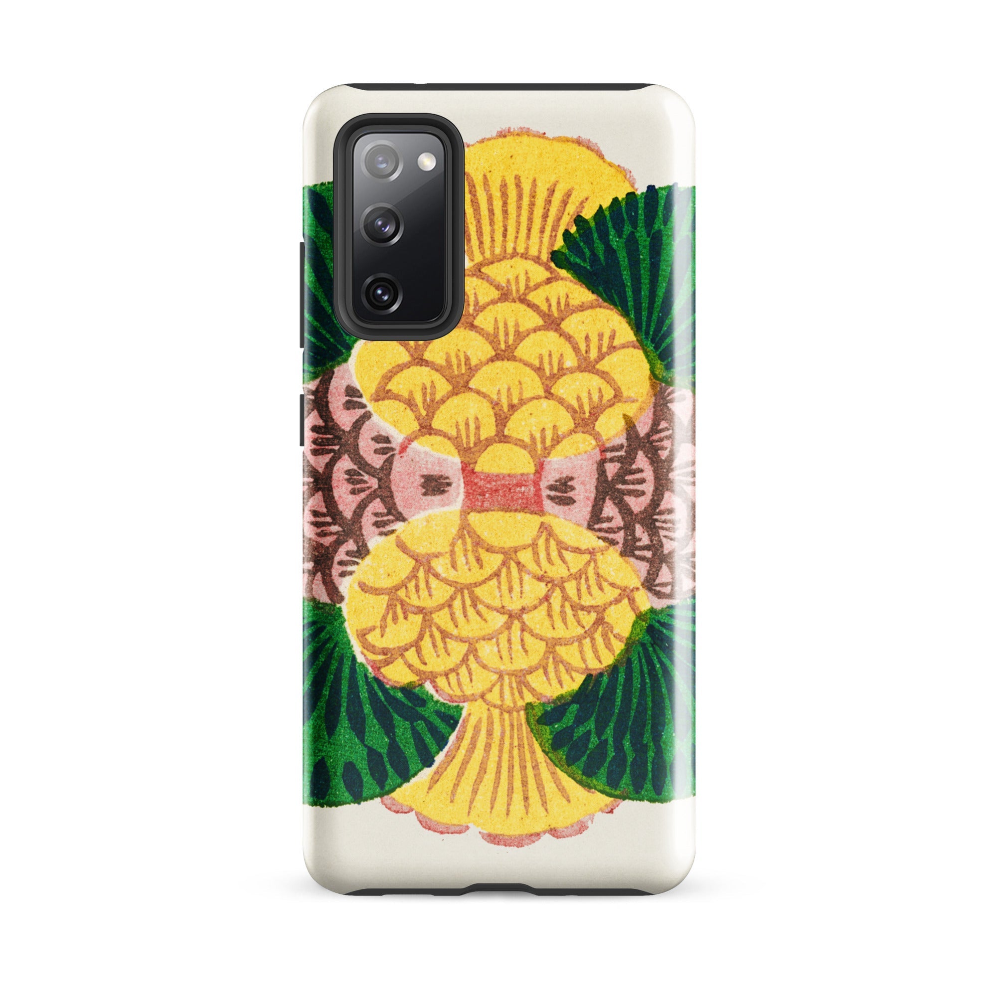Graphic Bloom Taguchi Tomoki Floral Samsung Case, Galaxy S20 Fe / Gloss, White Smartphone Case Colorful Pineapple Like Design