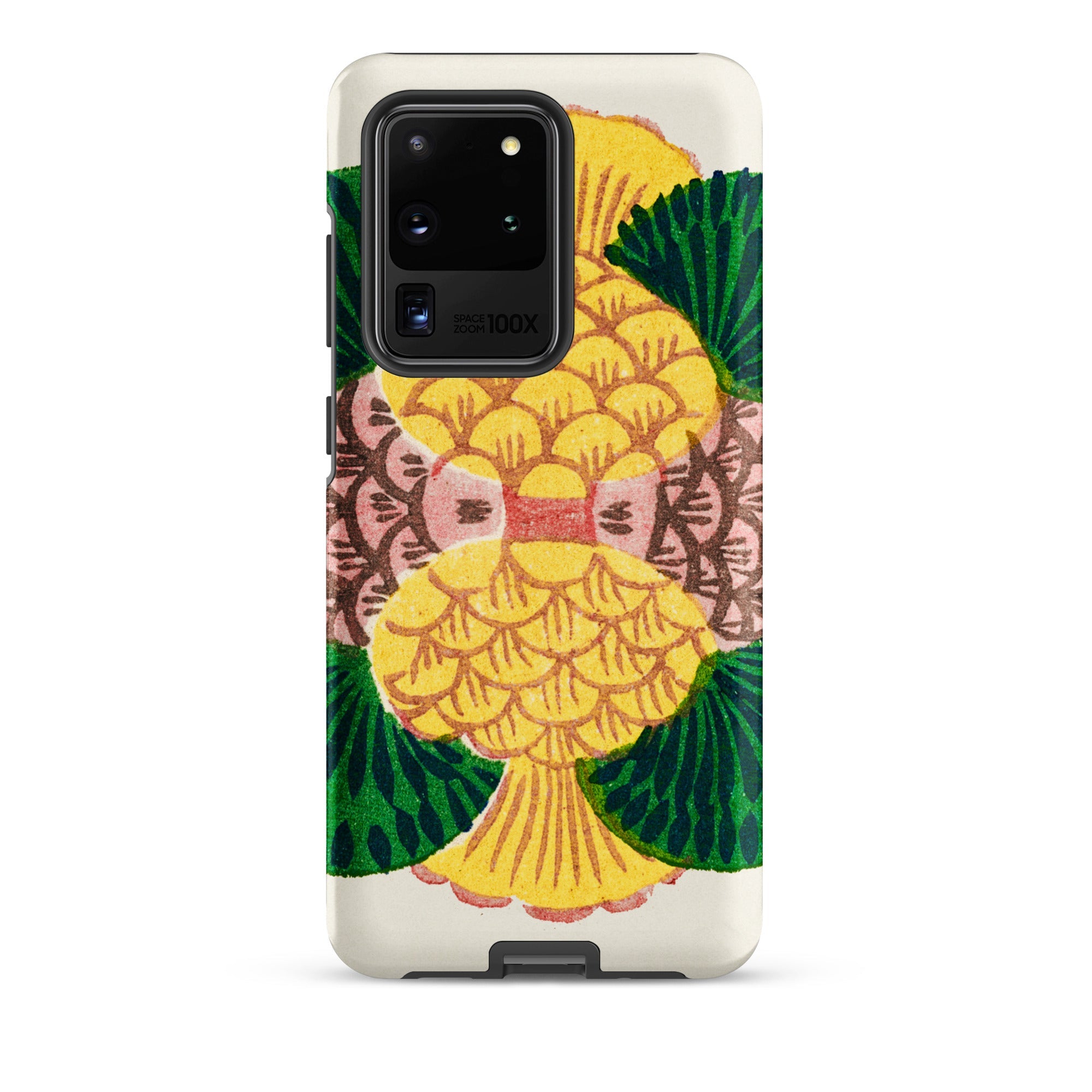 Graphic Bloom Taguchi Tomoki Floral Samsung Case, Galaxy S20 Ultra / Matte, Smartphone Case Vibrant Symmetrical Fish Like Design Yellow