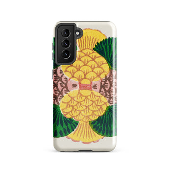 Graphic Bloom - Taguchi Tomoki Floral Samsung Case, Galaxy S21 / Gloss, Phone Case Stylized Yellow Pineapple Design Green Pink