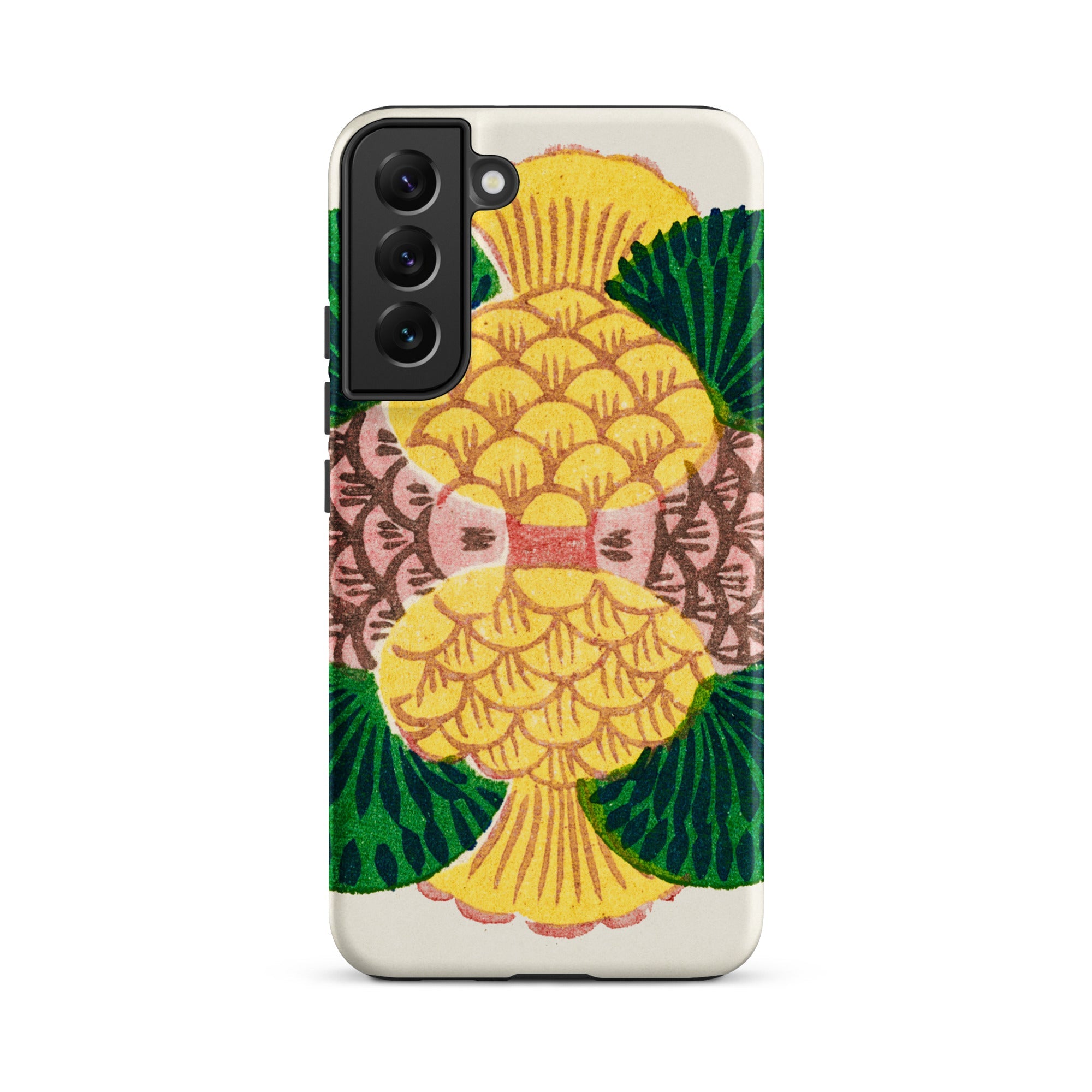 Graphic Bloom Taguchi Tomoki Floral Samsung Case, Galaxy S22 Plus / Matte, Phone Case Stylized Yellow Brown Pineapple Design White