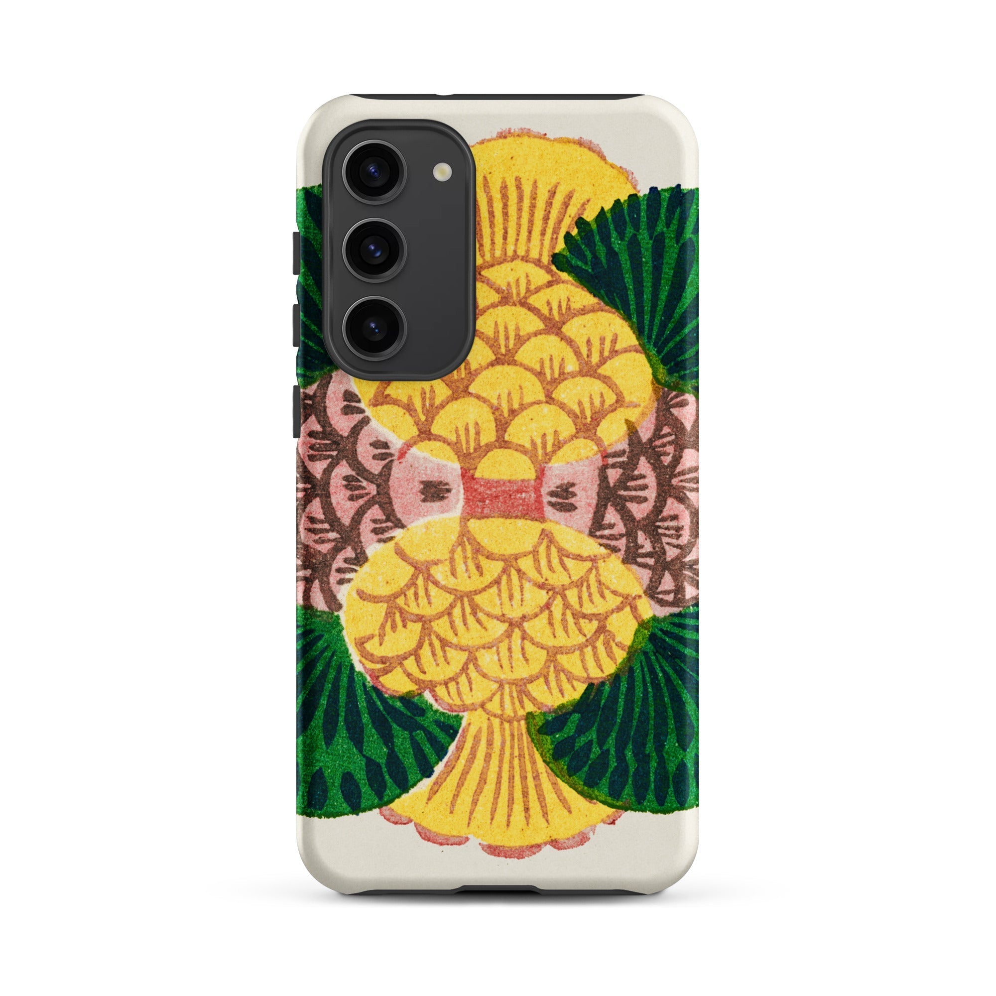 Graphic Bloom Taguchi Tomoki Floral Samsung Case, Galaxy S23 Plus / Matte, White Phone Case Vibrant Yellow Green Abstract Pineapple