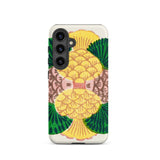 Graphic Bloom - Taguchi Tomoki Floral Samsung Case, Galaxy S24 / Matte, White Smartphone Case Vibrant Yellow Green Pineapple Design