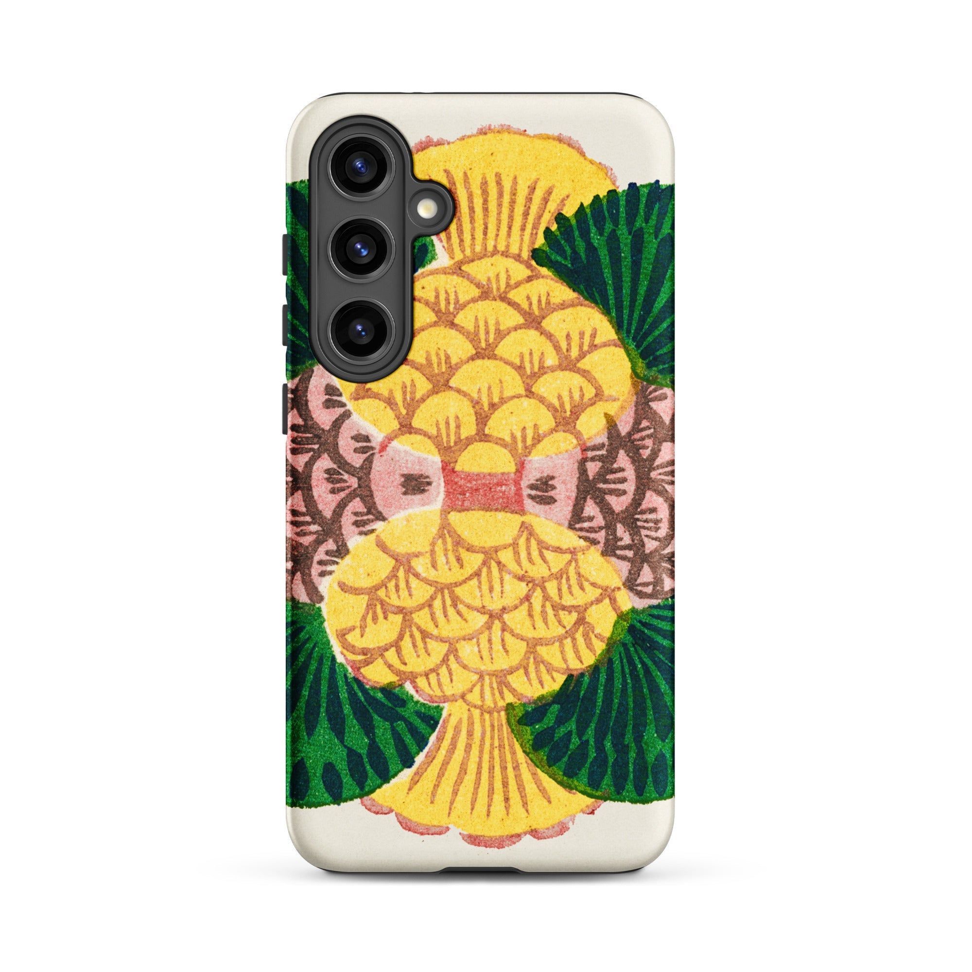 Graphic Bloom Taguchi Tomoki Floral Samsung Case, Galaxy S24 Plus / Matte, Phone Case Vibrant Yellow Pineapple Design Green Brown