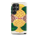 Graphic Bloom - Taguchi Tomoki Floral Samsung Case, Galaxy S25 Ultra / Gloss, White Phone Case Vibrant Pineapple Design Green Leaves