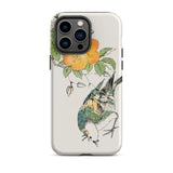 Gray Starling - Numata Kashu Kacho-e Iphone Case, 14 Pro Max / Matte, Phone Case Bird Flower Design