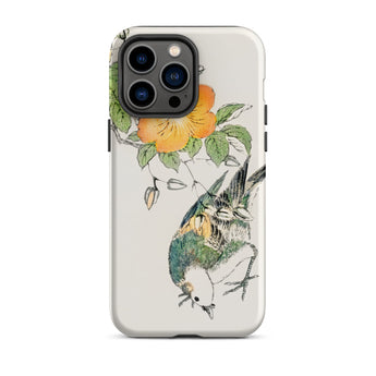 Gray Starling - Numata Kashu Kacho-e Iphone Case, 14 Pro Max / Matte, Phone Case Bird Flower Design