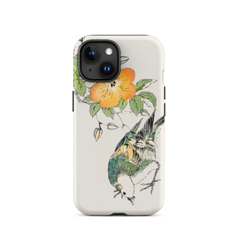 Gray Starling - Numata Kashu Kacho-e Phone Case Iphone 15 / Matte Bird Flower Patterned Phone Case Numata Kashu, Gray Starling,