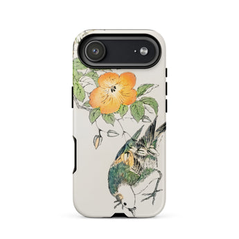Gray Starling - Numata Kashu Kacho-e Phone Case Iphone 17 Air / Matte White Green Bird Orange Flower Design, Floral-avian Symphony Mobile