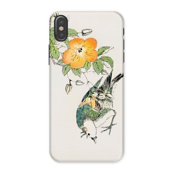 Gray Starling - Numata Kashu Kacho-e Phone Case Iphone x / Matte Phone Case Delicate Floral Bird Design Watercolor Style Numata Kashu, Gray