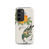 Gray Starling - Numata Kashu Kacho-e Phone Case Samsung Galaxy S23 / Matte White Phone Case Delicate Illustration Orange Flower Green