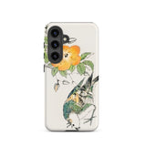 Gray Starling - Numata Kashu Kacho-e Phone Case Samsung Galaxy S24 / Matte White Phone Case Delicate Illustration Orange Flower Green