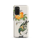 Gray Starling Numata Kashu Kacho e Samsung Case, Galaxy S20 / Matte, White Smartphone Case Illustration Bird Orange Flower