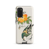 Gray Starling - Numata Kashu Kacho-e Samsung Case, Galaxy S20 / Matte, White Smartphone Case Illustration Bird Orange Flower