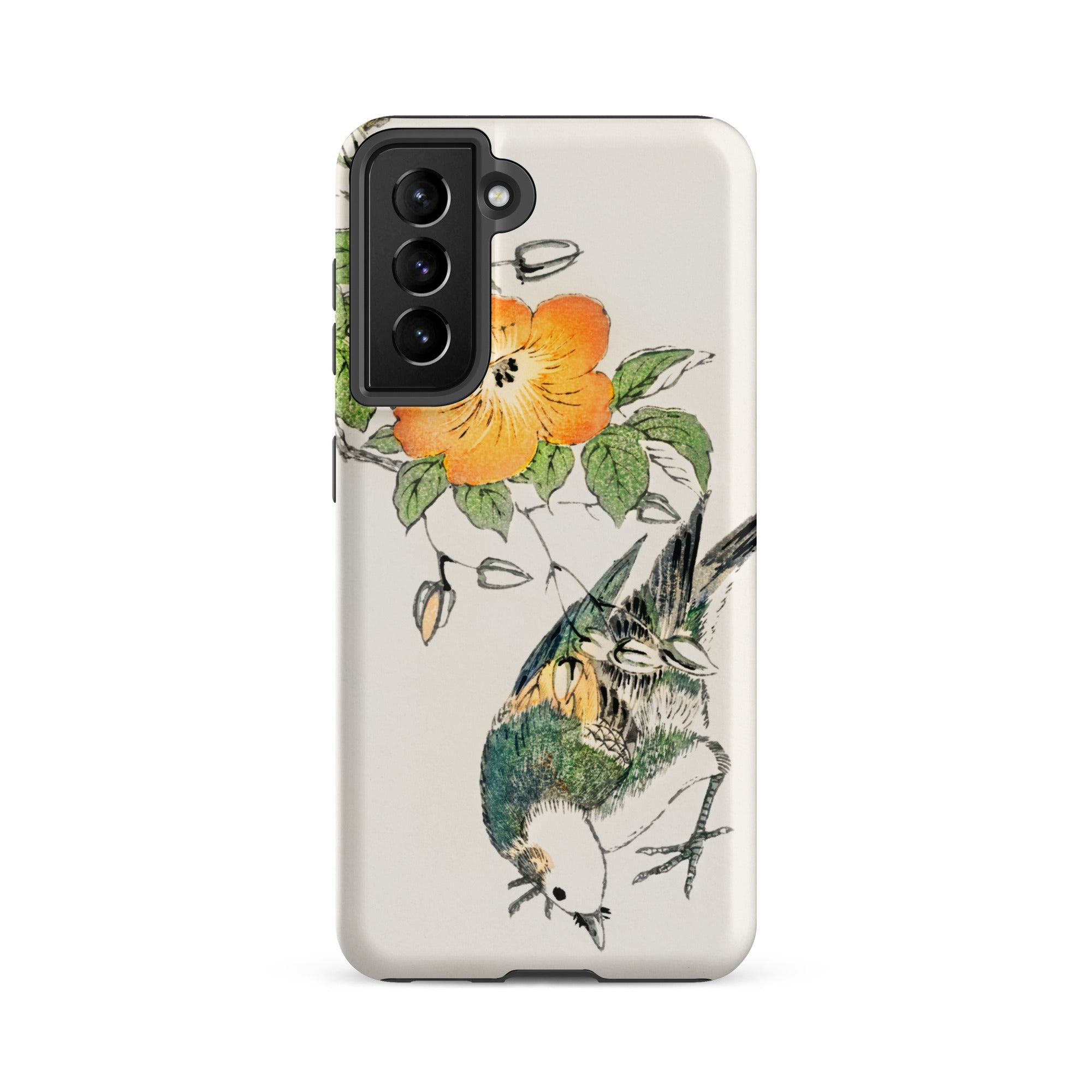 Gray Starling Numata Kashu Kacho e Samsung Case, Galaxy S21 Fe / Matte, Phone Case Floral Bird Design