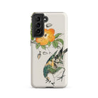 Gray Starling Numata Kashu Kacho e Samsung Case, Galaxy S21 / Matte, White Smartphone Case Colorful Illustration Orange Flower Bird
