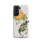 Gray Starling - Numata Kashu Kacho-e Samsung Case, Galaxy S21 / Matte, White Smartphone Case Colorful Illustration Orange Flower Bird