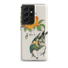 Gray Starling Numata Kashu Kacho e Samsung Case, Galaxy S21 Ultra / Matte, White Smartphone Case Vibrant Illustration Bird Orange Flower