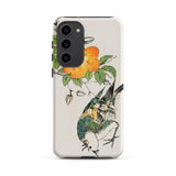 Gray Starling - Numata Kashu Kacho-e Samsung Case, Galaxy S23 Plus / Matte, Smartphone Case Colorful Illustration Bird Flower