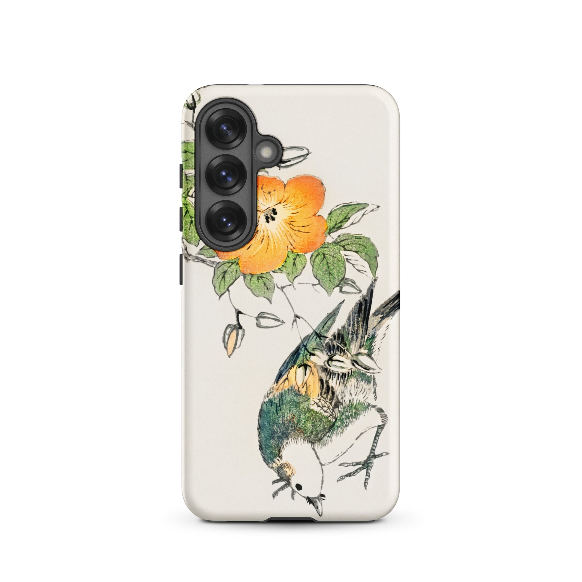 Gray Starling Numata Kashu Kacho e Samsung Case, Galaxy S25 / Matte, Phone Case Vibrant Floral Bird Design