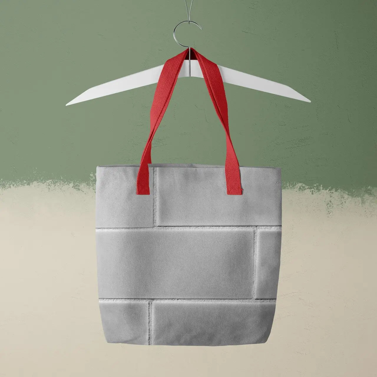 Emerald City - Black and White Brick Tote Red Handles Bags