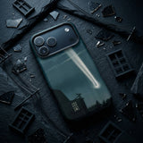 The Great Comet of 1881 - E. L. Trouvelot Phone Case Dark Green Phone Case Reflective Surface Silhouette House Trouvelot Iphone Case, Great