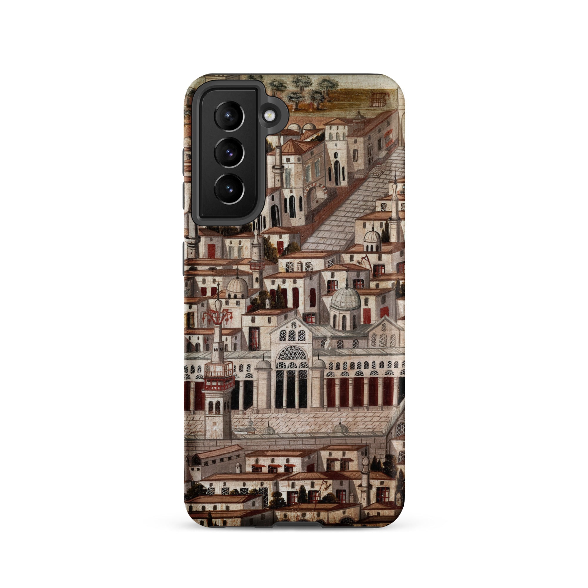 Great Mosque of Damascus Islamic School Samsung Case, Galaxy S21 / Matte, Phone Case Detailed Illustration Hillside Town Numerous Buildings