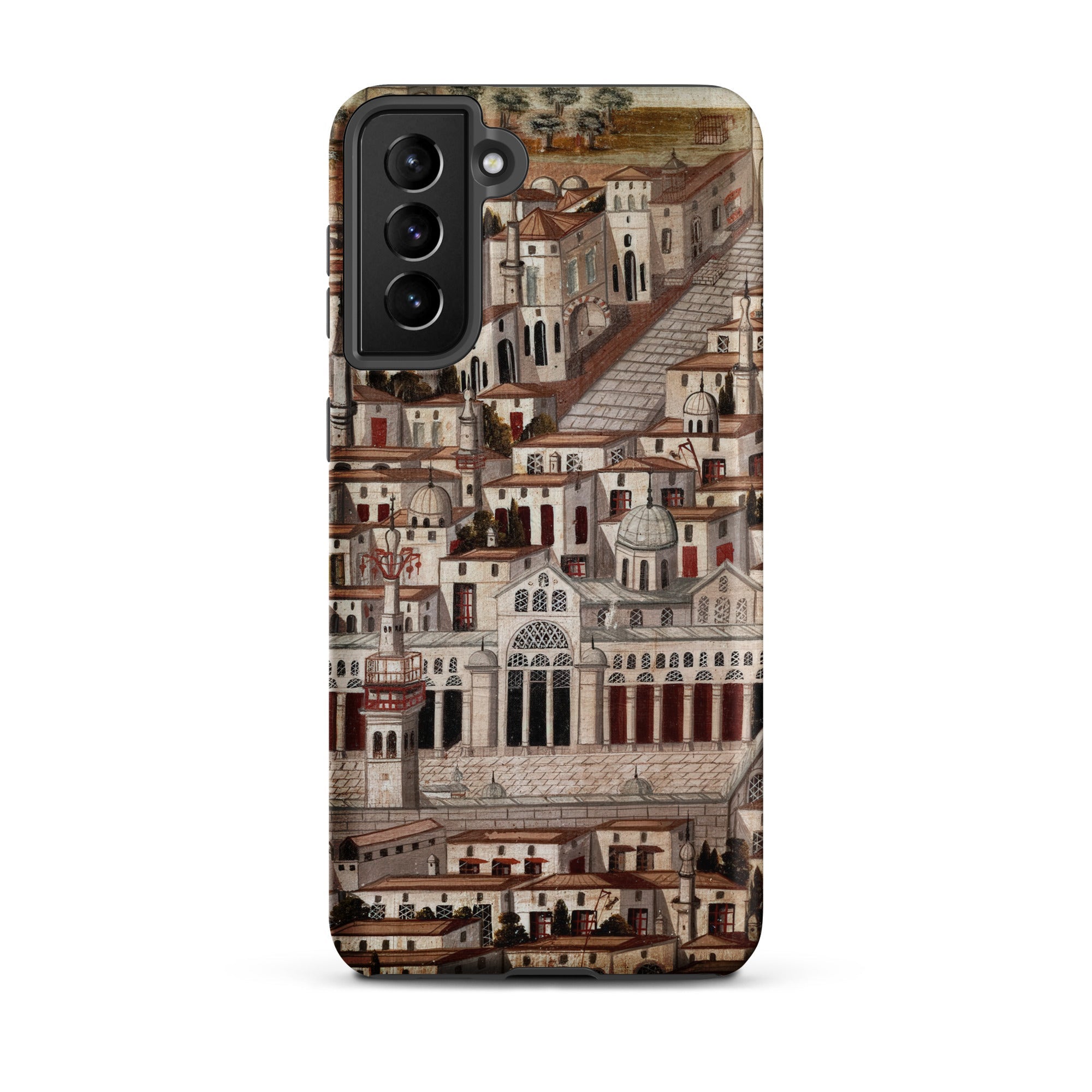 Great Mosque of Damascus Islamic School Samsung Case, Galaxy S21 Plus / Matte, Smartphone Case Detailed Illustrative Cityscape Design