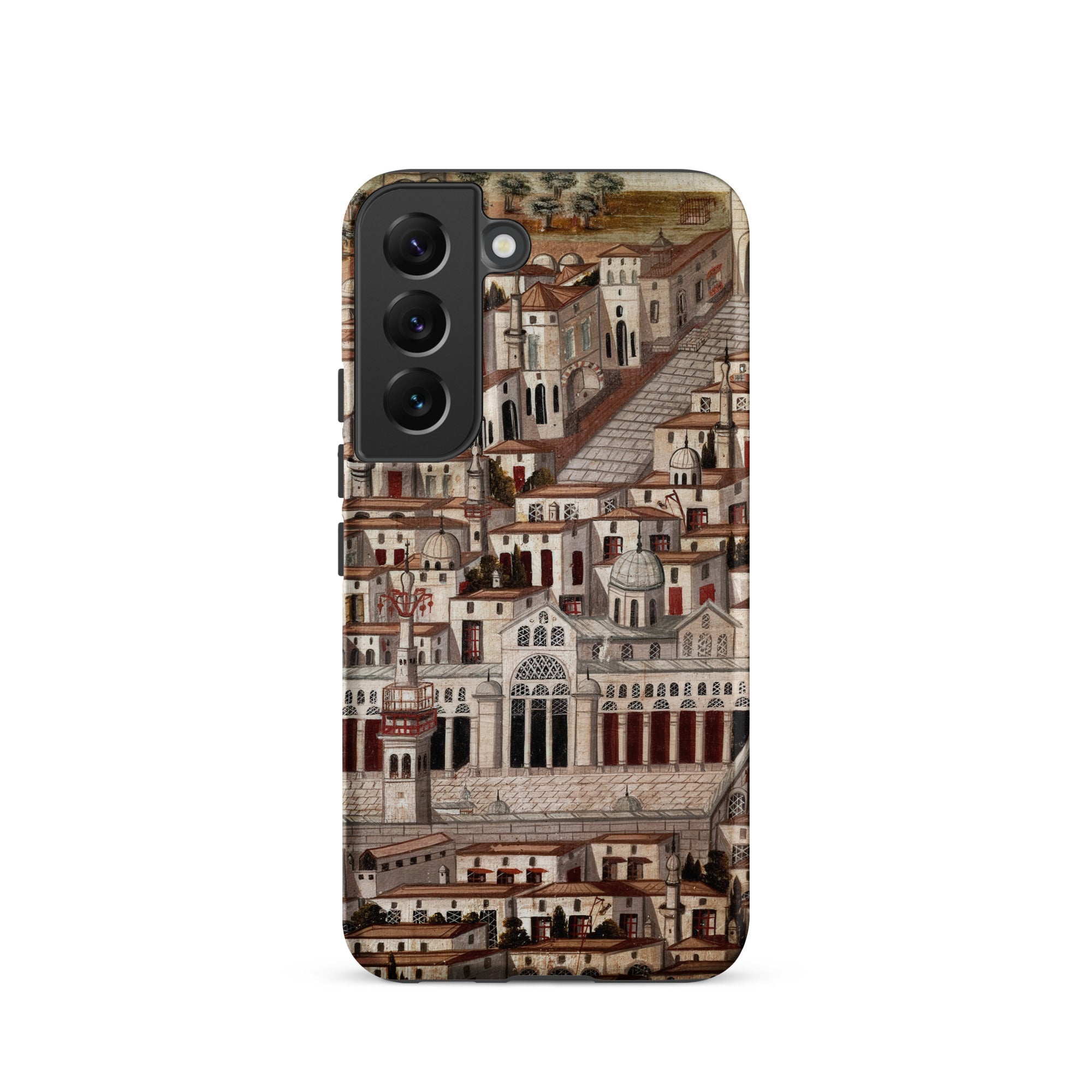 Great Mosque of Damascus Islamic School Samsung Case, Galaxy S22 / Matte, Smartphone Case Detailed Illustrative Cityscape Design