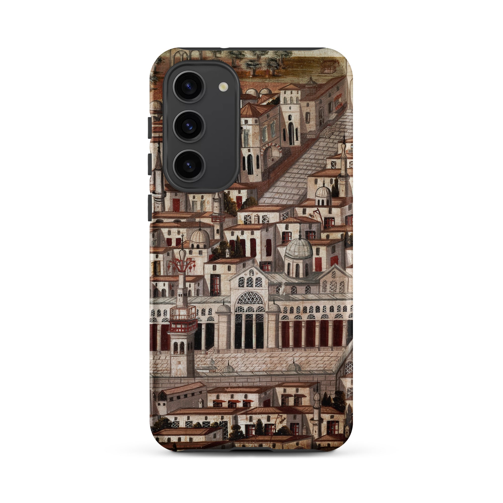 Great Mosque of Damascus Islamic School Samsung Case, Galaxy S23 Plus / Matte, Phone Case Detailed Illustration Hillside City Numerous