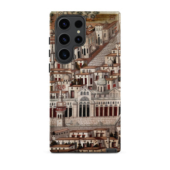 Great Mosque of Damascus - Islamic School Samsung Case, Galaxy S23 Ultra / Matte, Smartphone Case Illustration Densely Packed Ancient City