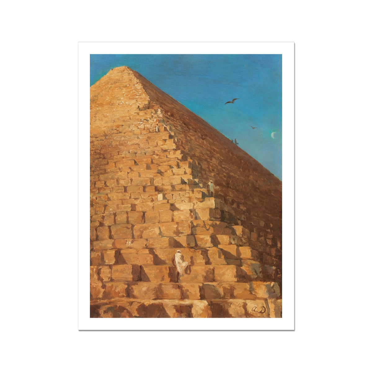 Great Pyramid of Giza Adrien Dauzats Art Print, 18x24’’ / 46x61cm / Unframed, Egyptian Pyramid Climber