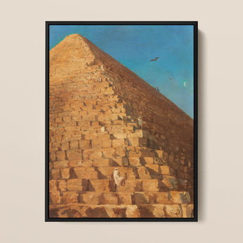 Great Pyramid of Giza - Adrien Dauzats Art Print / Canvas, 12x16’’ / 31x41cm / Black Frame, Posters Prints & Visual Artwork, Toby Leon