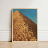 Framed Painting Golden-brown Stone Pyramid Clear Blue Sky Giza Fractures, Gargantuan Art Print, Disorients Reason
