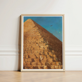Framed Artwork Golden-brown Pyramid Visible Stone Blocks Set Giza Fractures, Gargantuan Art Print, Disorients Reason