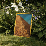 Great Pyramid of Giza - Adrien Dauzats Art Print / Canvas Framed Artwork Golden-brown Pyramid Blue Sky Enclosed Bright Giza Fractures,